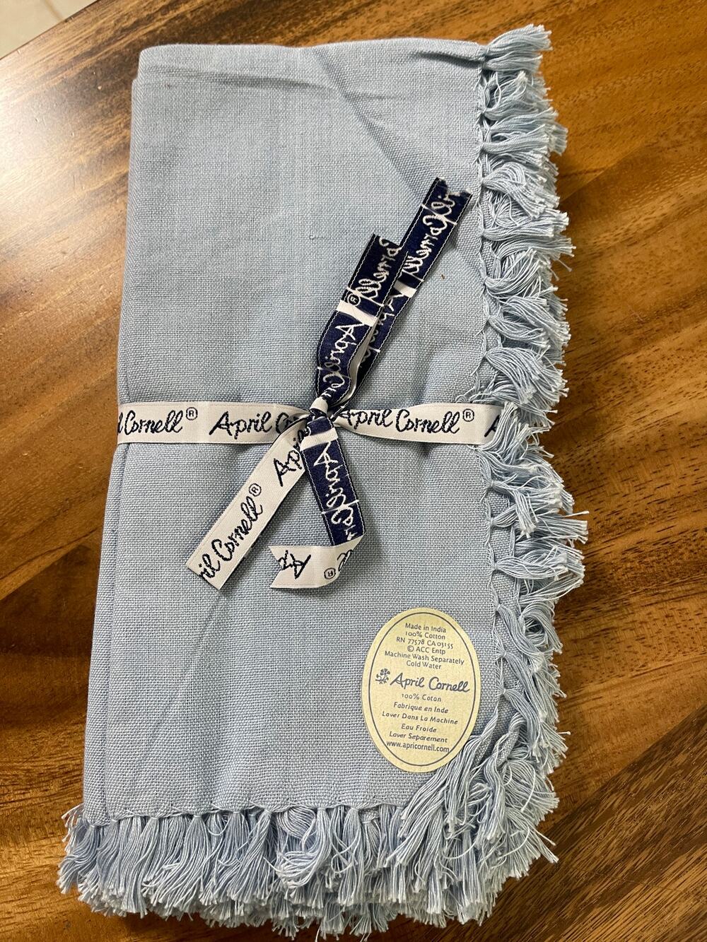NEW April Cornell Light Blue Napkins set 6 Dinner Cotton Cloth Textile Country